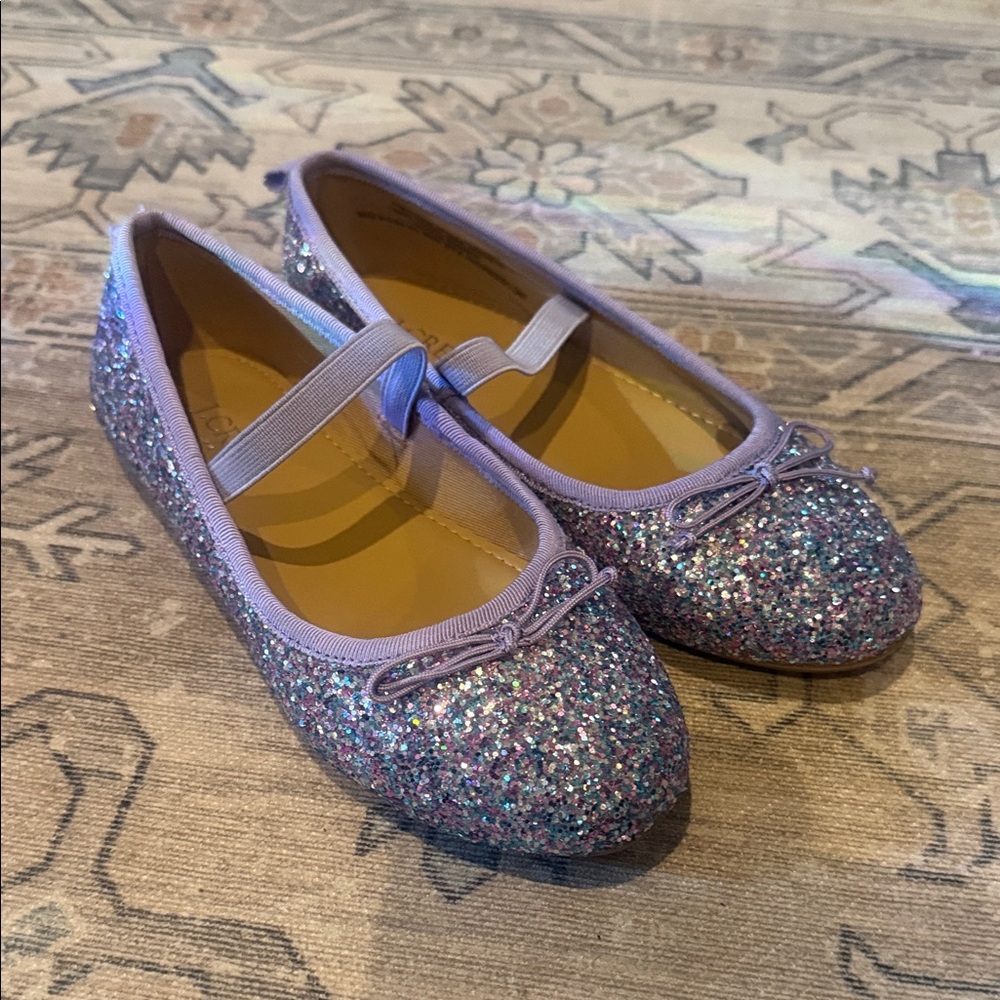 J Crew Factory Glitter Purple Kids Ballet Flats **NEW**